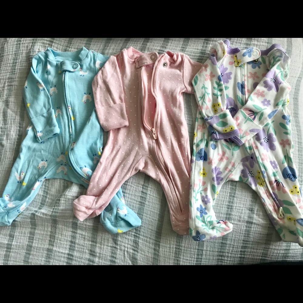 Three onesies (footed pajamas)